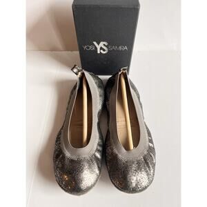 Yosi Samra Samara Foldable Metallic Ballet Flats, Pewter Size 6